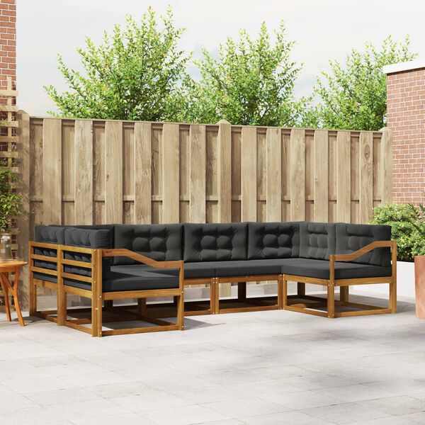 vidaXL V&auml;li diivanikomplekt padjaga 6 pcs Looduslik ja antriit