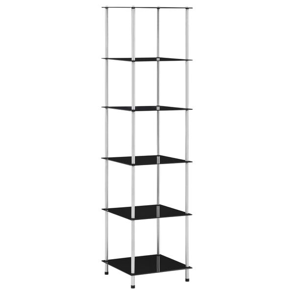 vidaXL 6-korruseline riiul, must 40 x 40 x 160 cm, karastatud klaas