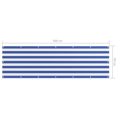 vidaXL rõdusirm, valge ja sinine, 90 x 300 cm, oxford-kangas