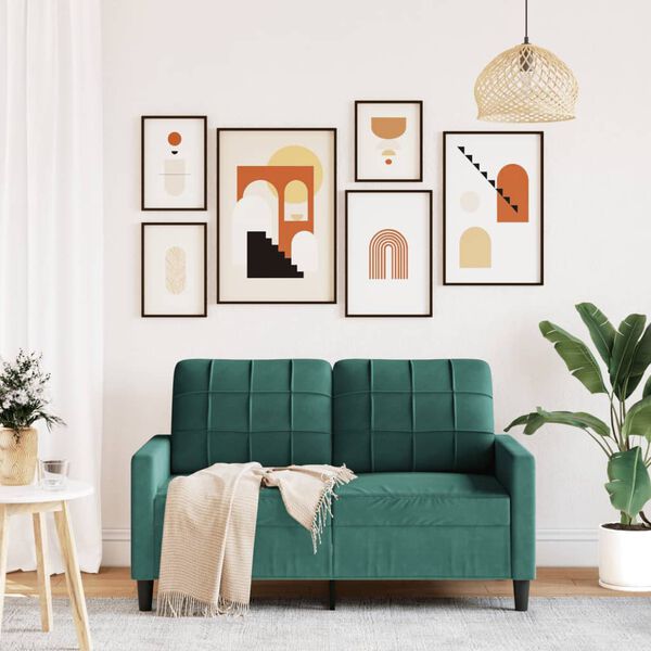 vidaXL 2-kohaline diivan, tumeroheline, 120 cm, samet