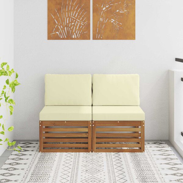 vidaXL 2 T&uuml;kk V&auml;ljas Keskmine Diivan Tugev akatsiapuu Neutraalne