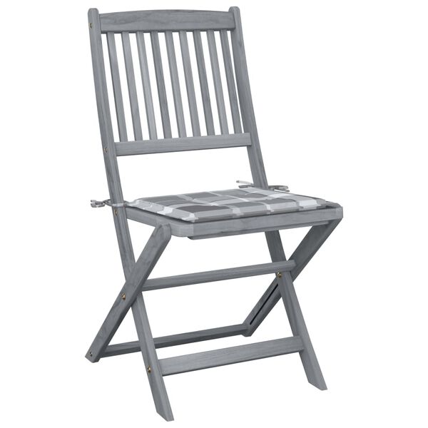 vidaXL kokkupandavad aiatoolid 2 tk patjadega, akaatsiapuit