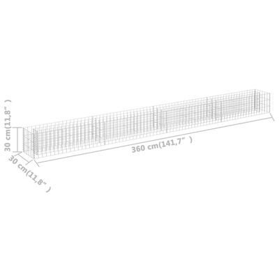 vidaXL gabioon-taimelava, tsingitud teras, 360 x 30 x 30 cm