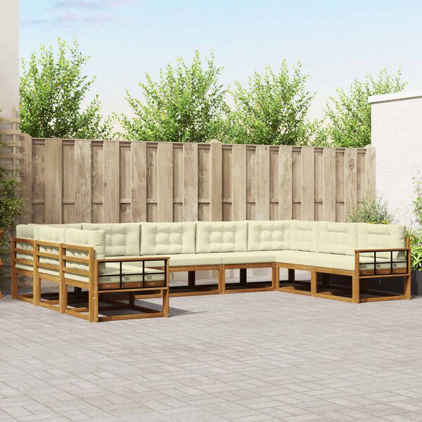 vidaXL V&auml;li diivanikomplekt padjaga 9 pcs Looduslik ja kreem