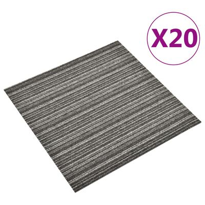 vidaXL põranda plaatvaibad 20 tk, 5 m², 50x50 cm triibuline antratsiit