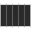 vidaXL 5 paneeliga ruumijagaja, must, 250x200 cm, kangas