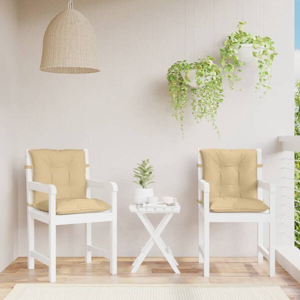 vidaXL madala seljatoega padjad 2 tk, beež 100x50x7 cm,kangas