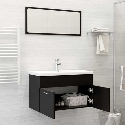 vidaXL 2-osaline vannitoamööbli komplekt, must, tehispuit