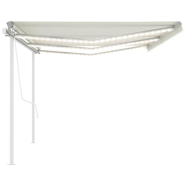 vidaXL automaatne varikatus LED, tuuleandur 6x3,5 m kreemjas