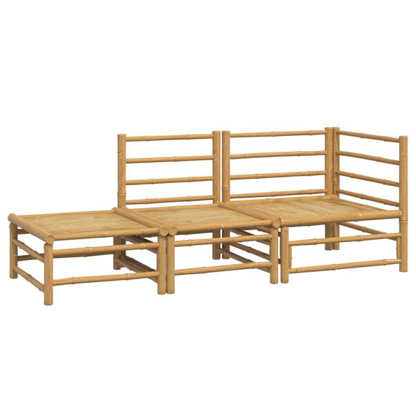 vidaXL 3-osaline aiamööbli komplekt helehallide patjadega, bambus