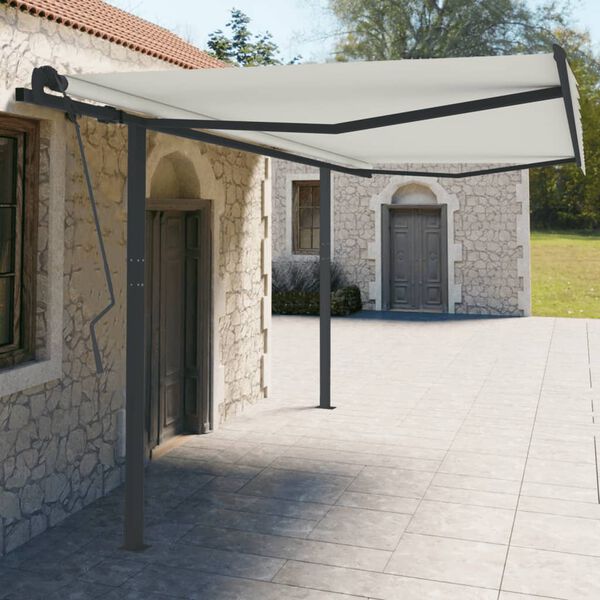 vidaXL varikatuse postide komplekt, antratsiithall, 450 x 245 cm, raud