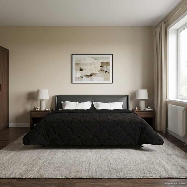 vidaXL T&auml;ispika aasta tekk Must 200 x 220 cm Mikrokiud ja Teddy villa