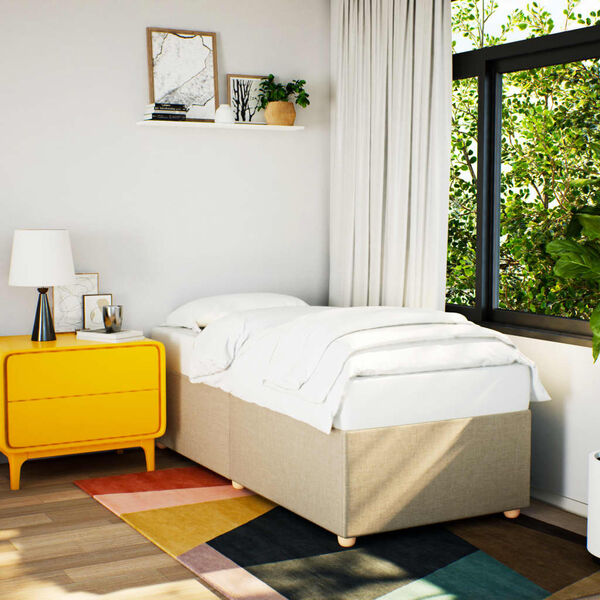 vidaXL voodiraam ilma madratsita , kreemjas, 90x190cm, kangas