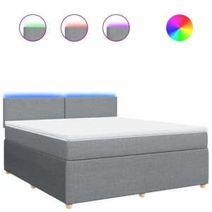 vidaXL kontinentaalvoodi madratsiga, helehall, 180x200 cm, kangas