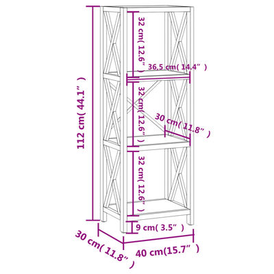 vidaXL 4-korruseline riiul, 40 x 30 x 112 cm, tammepuit