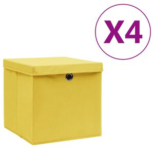 vidaXL hoiukastid kaanega 4 tk, 28 x 28 x 28 cm, kollane
