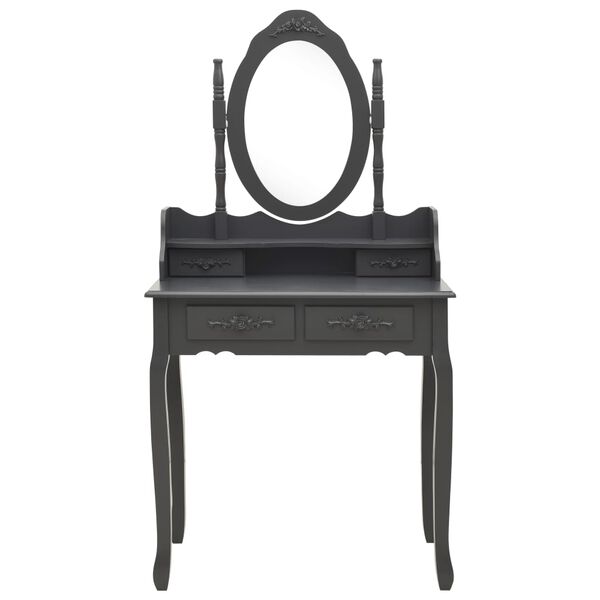 vidaXL tualettlaud taburetiga, hall, 75 x 69 x 140 cm, Paulownia puit