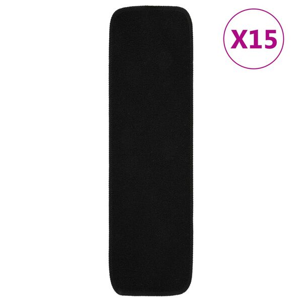 vidaXL libisemisvastased trepimatid 15 tk 75x20 cm must ristkülik