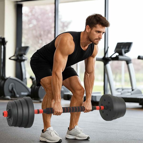 vidaXL 4-in-1 hantli komplekt Must ja punane 121 x 19,5 x 19,5 cm