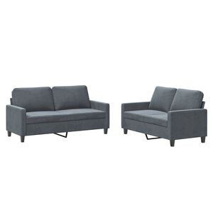 vidaXL 2-osaline diivanikomplekt patjadega, tumehall, samet