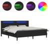 vidaXL Voodi raam LED-ribadega peaga Must 180 x 200 cm Kunstnahk