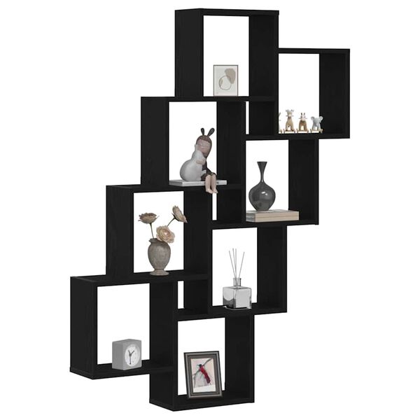 vidaXL Seinariiul riiuliga Must tamm 90 x 15 x 119,5 cm Tehispuit