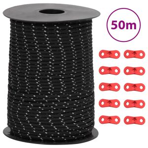 vidaXL telgi n&ouml;&ouml;r helkuri ja kinnitusaasadega, 50 m 3 mm