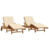vidaXL Lamamistool 2 pcs Beež 200 x 67 x 84 cm Tugev akatsiapuu