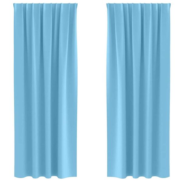 vidaXL Kardinad r&otilde;ngastega 2 pcs Hele sinine 245 x 140 cm Pol&uuml;ester