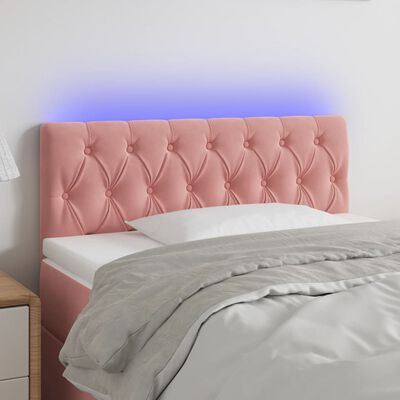 vidaXL LED-voodipeats, roosa, 100x7x78/88 cm, samet