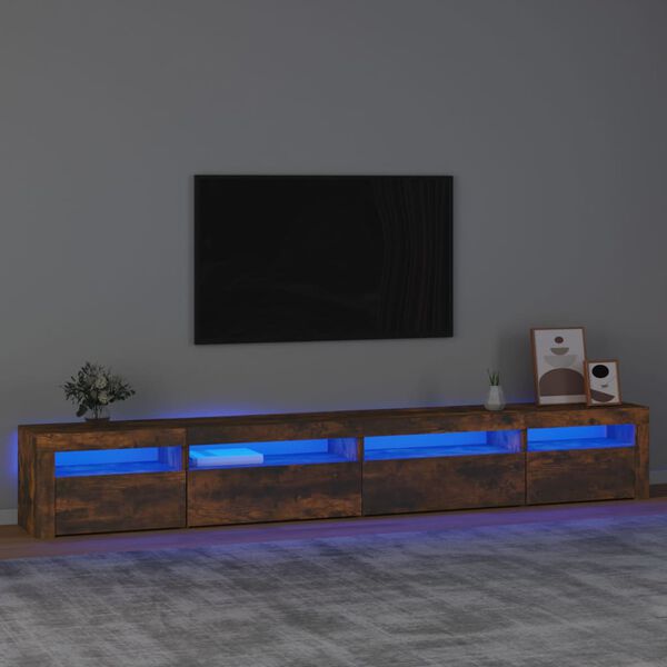 vidaXL telerialus LED-tuledega, suitsutatud tamm, 270x35x40 cm