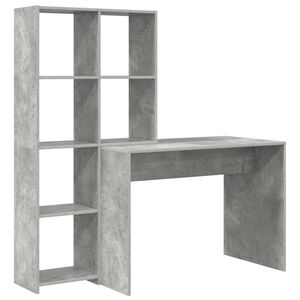 vidaXL Laud riiuliga Betoonhall 138,5 x 55 x 143 cm Tehispuit