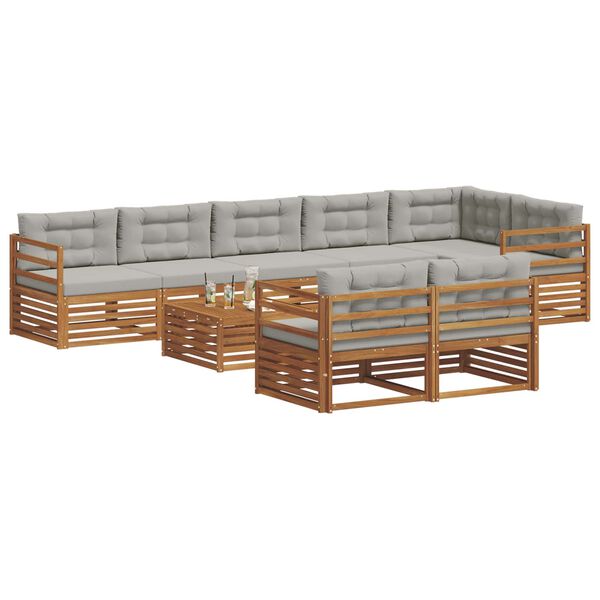 vidaXL V&auml;li diivanikomplekt padjaga 9 pcs Looduslik ja Hele Hall