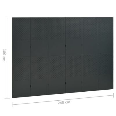 vidaXL 6 paneeliga ruumijagaja, antratsiit, 240 x 180 cm, teras