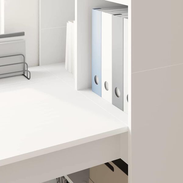 vidaXL Laud riiuliga ladustamisega Valge 122 x 67 x 145 cm Tehispuit