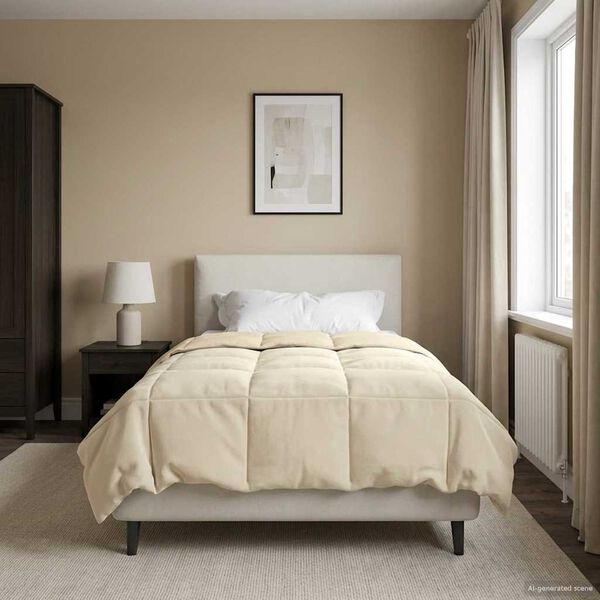 vidaXL Talve tek Rapistatud cream 140 x 200 cm Mikrokiud