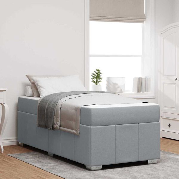 vidaXL Voodi raam madratsiga Helehall 90 x 190 cm kangas