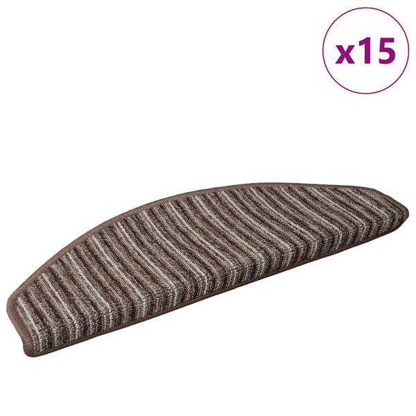 vidaXL Iseliimuvad treppimatid 15 pcs Pruun 65 x 21 x 4 cm