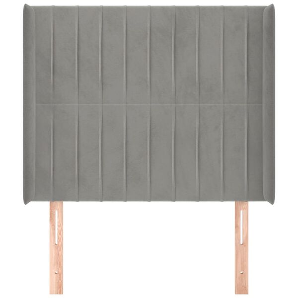 vidaXL voodipeats servadega, helehall, 103x16x118/128 cm, samet