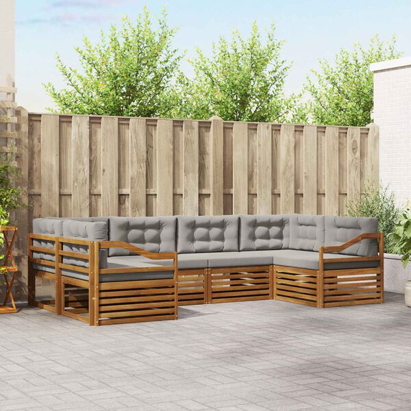 vidaXL Diivanikomplektid 6 pcs Looduslik ja Hele Hall Tugev akatsiapuu