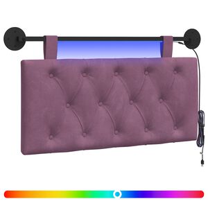 vidaXL Rippuv voodipeats LED-valgustusega Lilla Samet