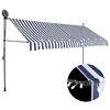 vidaXL k&auml;sitsi sisset&otilde;mmatav varikatus, LED, 400 cm, sinine ja valge