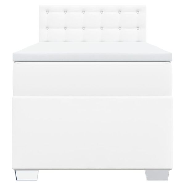 vidaXL kontinentaalvoodi madratsiga, valge, 90x190 cm, kunstnahk