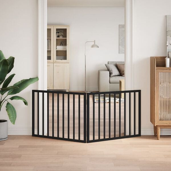 vidaXL kokkupandav koeravärav, 2 paneeli, must, 160 cm, paplipuit