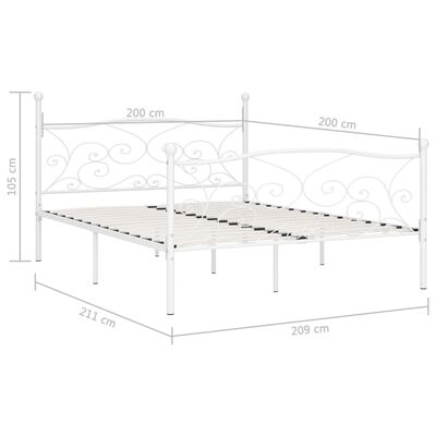 vidaXL liistudest põhjaga voodiraam, valge, metall, 200 x 200 cm
