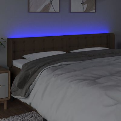 vidaXL LED-voodipeats, tumepruun, 183x16x78/88 cm, kangas