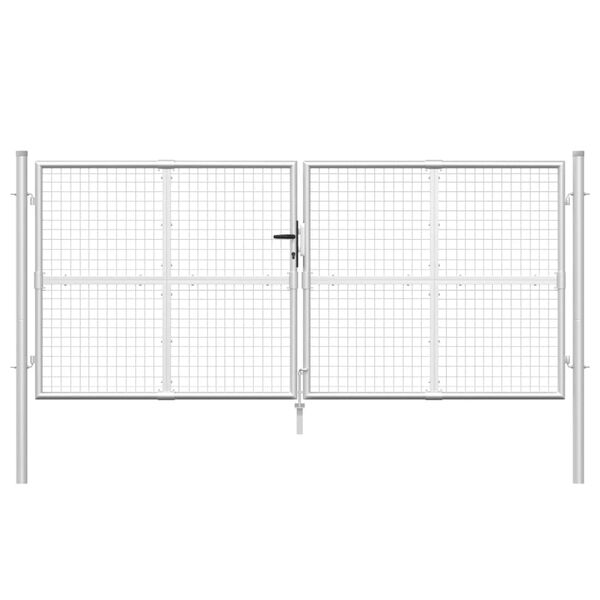 vidaXL võrgust aiavärav hõbedane, 300 x 125 cm, tsingitud teras
