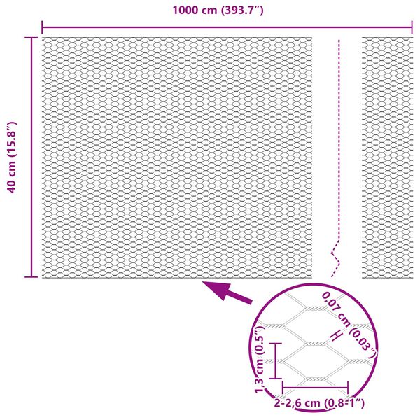 vidaXL Heksagonaalne tara Roheline 0.4 x 10 m Teras