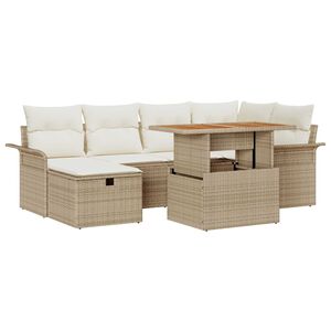 vidaXL Aia Diivanikomplekt 7 pcs Beež pol&uuml;rotang