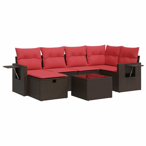 vidaXL 6-osaline aiam&ouml;&ouml;blikomplekt patjadega, pruun, pol&uuml;rotang